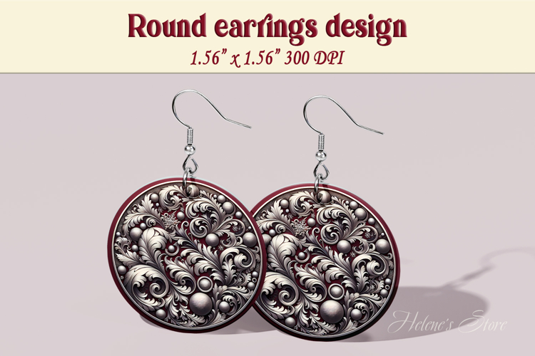 Vintage pattern earrings | Silver Round Earring sublimation