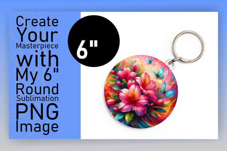 Artful Circle Design for Keychains , Flowers