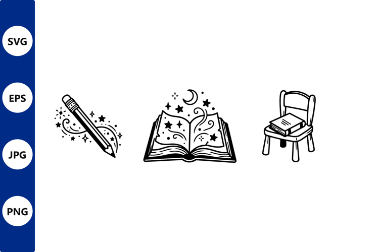 hand drawn pencil magic open book