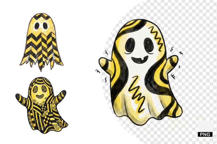 Doodle Halloween Ghosts PNG