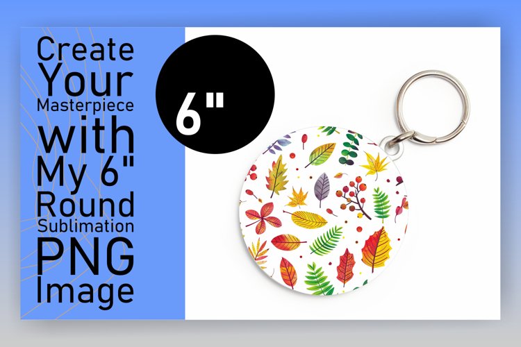 Autumn Season Pattern Round Design with Watercolor Keychain