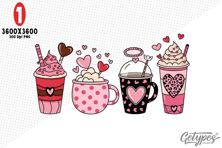 Valentine Coffee Sublimation Clipart - High Quality Design