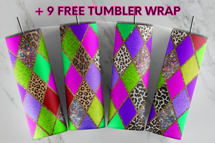 Rainbow Strained Glass Glitter Cheetah 20 oz tumbler wrap