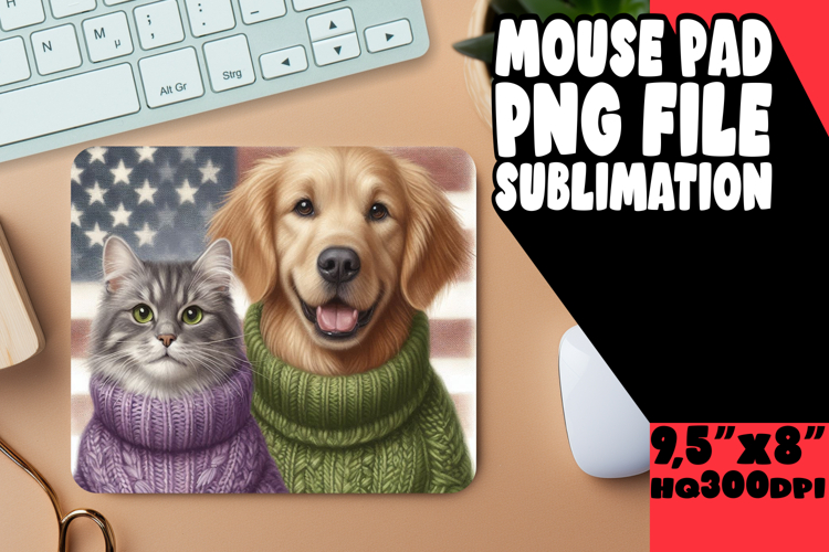 BLISSFUL mouse PAD Fun Design, Dog and cat