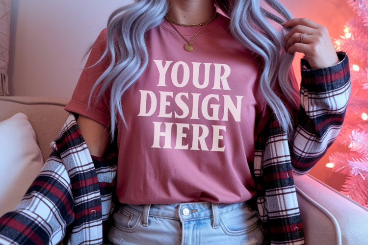 Cumin Comfort Colors 1717 Christmas Shirt Mockup, Cozy