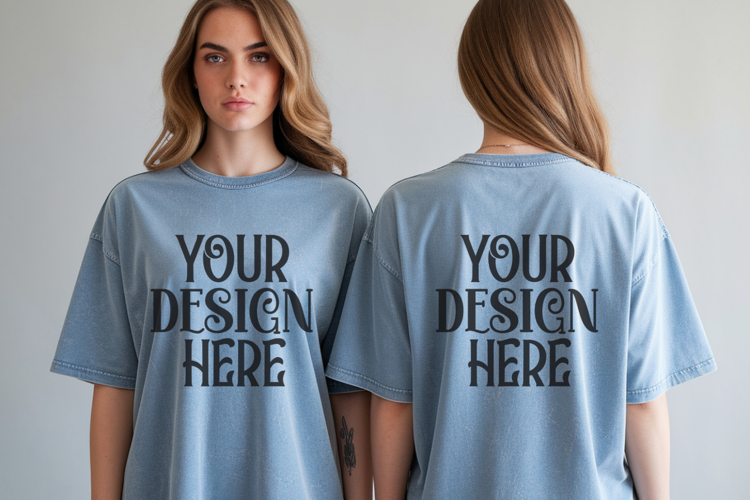 Ice Blue Comfort Colors 1717 Front & back T shirt Mockup