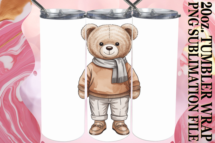 Joyful Hearts 20oz tumbler wrap, Teddy Bear