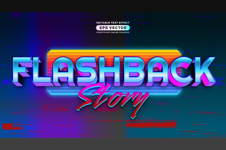 Flashback Story Text Effect Style with retro vibrant theme example image 1