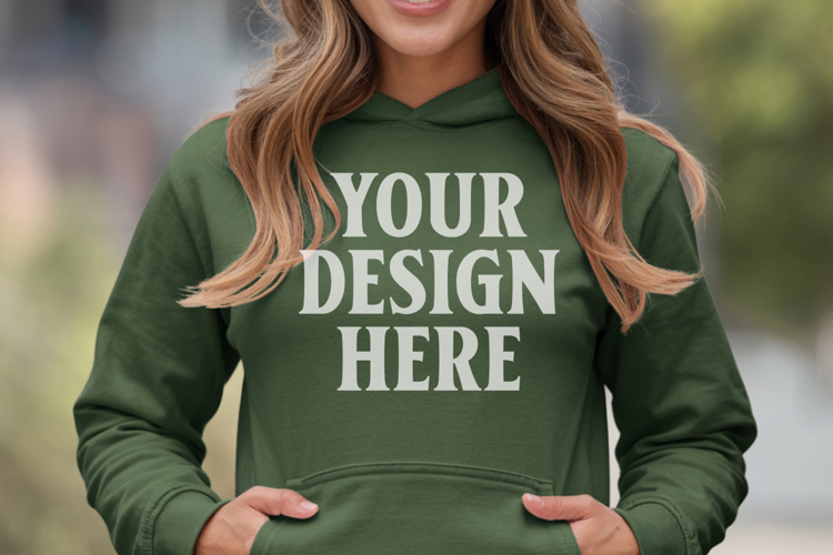 Forest Green Gildan 18500 Hoodie Sweatshirt Mockup, 185 mo