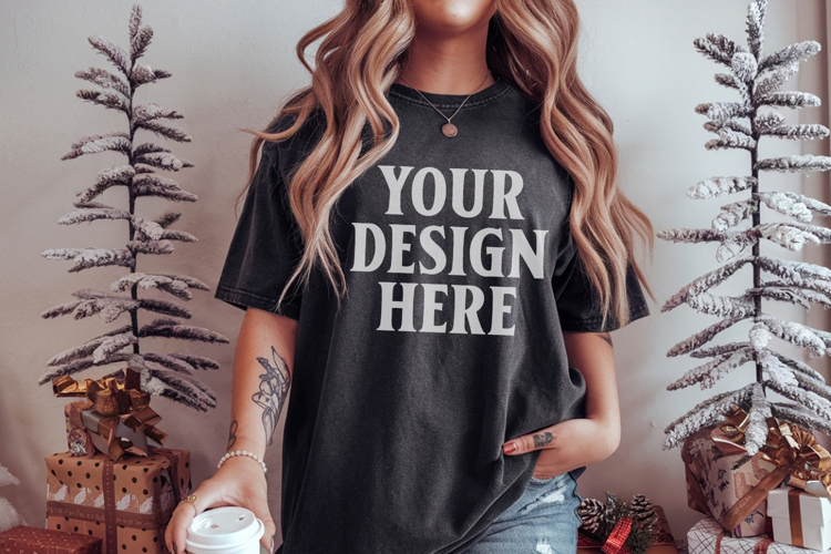 Christmas Comfort Colors 1717 Pepper TShirt Mockup, CC 1717