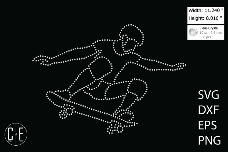 Skateboarder Rhinestone Template example image 1