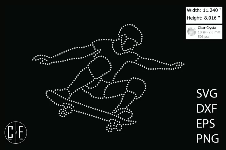 Skateboarder Rhinestone Template