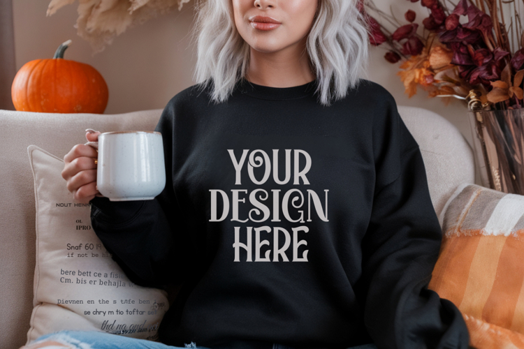 Black Gildan 18000 Sweatshirt Mockup,G18000 Crewneck Sweatsh