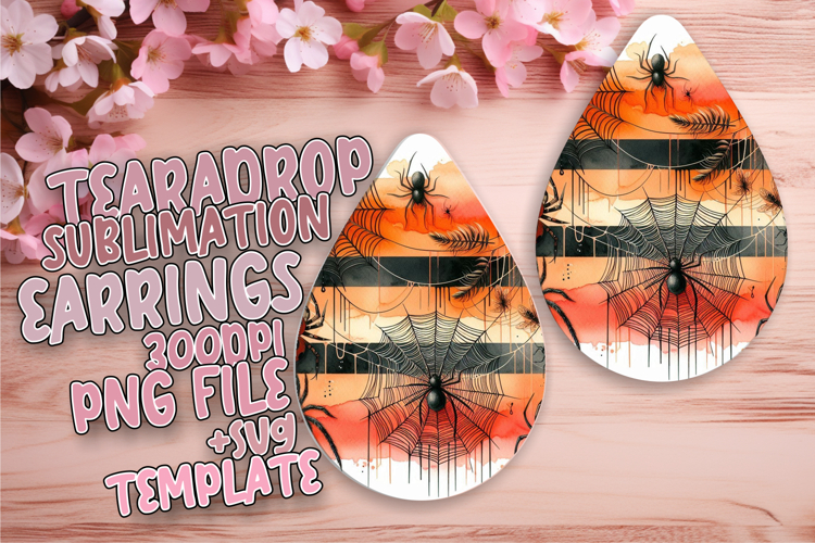 Dynamic Teardrop Earrings Template PNG , Halloween