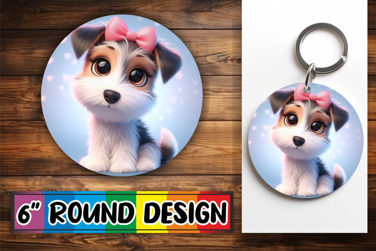 Radiant Sublimation Coasters PNG, 3D Dog