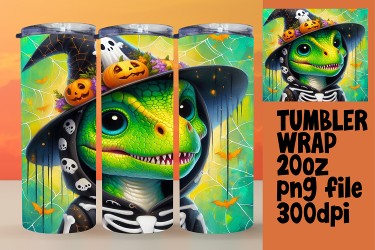 LUXURIOUS 20oz Tumbler Template , Halloween Dino