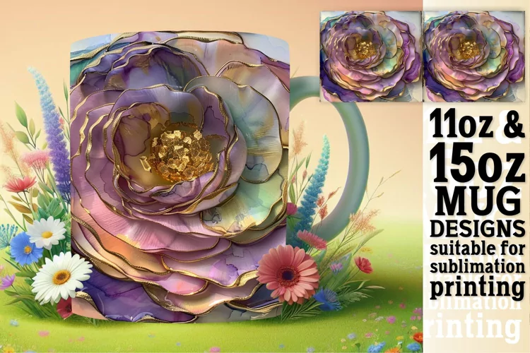 Sparkling Blossom Elegance Mug Wrap: Sublimation - 11oz/15oz