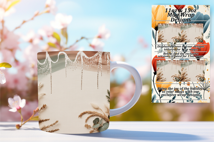 Fashionable 11oz Mug Wrap Png Template , Christmas