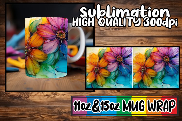 Abstract Spring Leaves and Blossoms Mug Wrap 11oz 15oz
