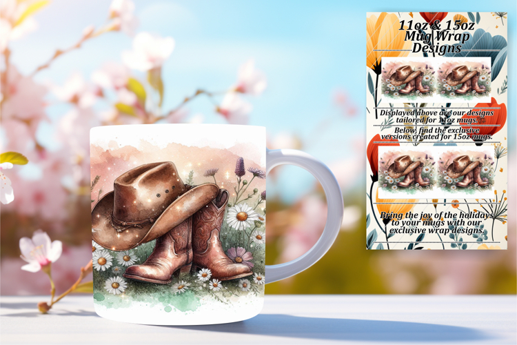 BEAUTIFUL 15oz Mug Wrap PNG , Western