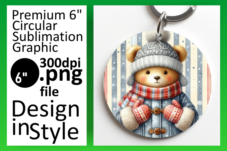 Vibrant Round Design for Keychains , Teddy Bear