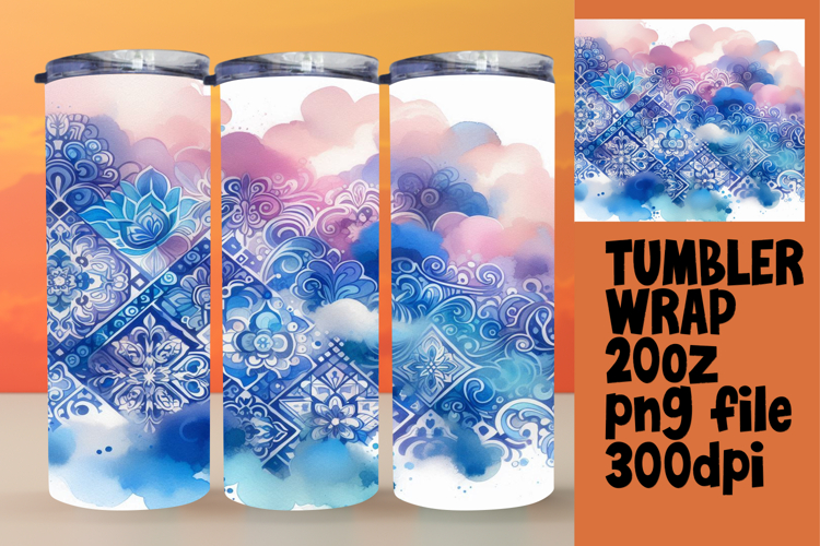 SLEEK 20oz Tumbler Design , Watercolor Patter