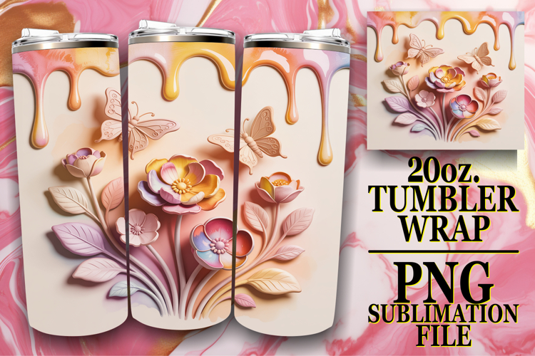 SERENE ESCAPES 20oz TUMBLER WRAP, 3D Flowers