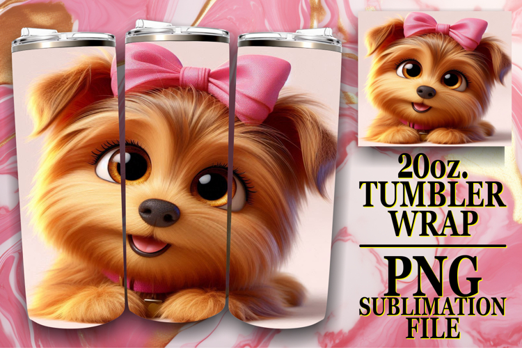 Happy hearts 20oz tumbler wrap, 3D Dog example image 1
