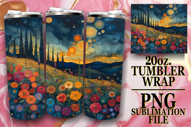 Colorful Springtime Meadow of Flowers Tumbler Sublimation