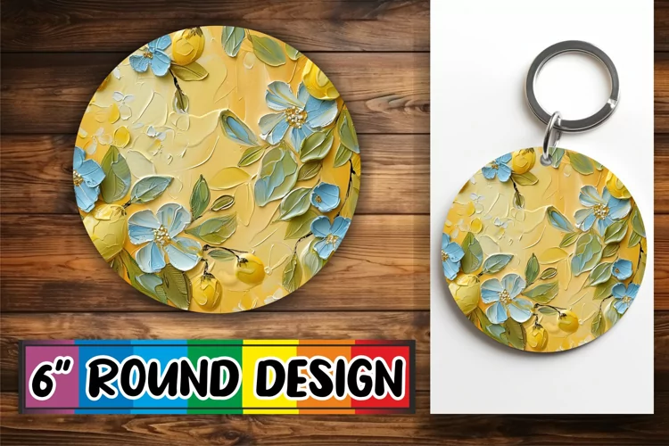 3D Bloom Round Keychain Design Art