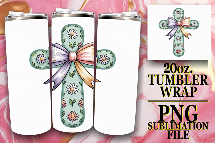 BRIGHT ADVENTURES 20oz TUMBLER WRAP, Cross and Bow