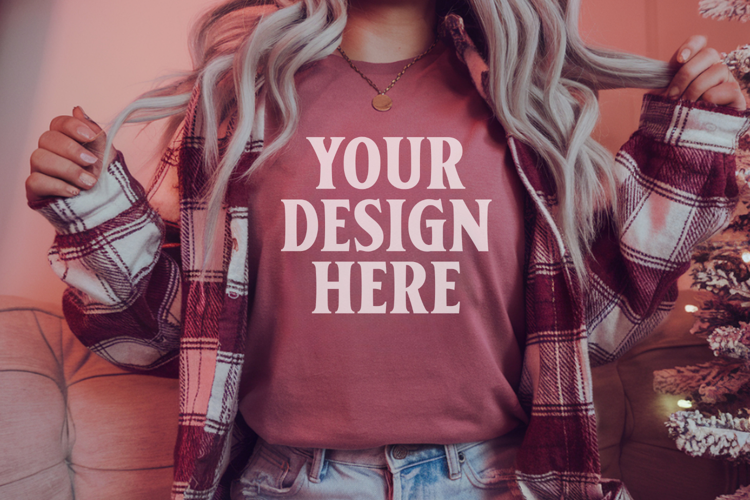 Cumin Comfort Colors 1717 Christmas Shirt Mockup, Cozy