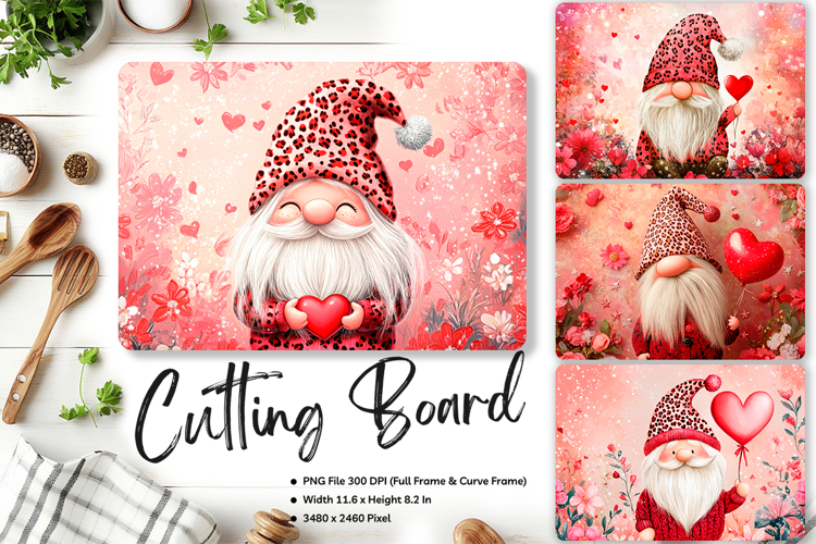 Gnome Heart Cutting Board Love Valentine Chopping Board_129
