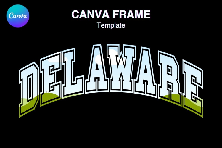 USA States Name CANVA FRAME DELAWARE Varsity Shirt Design