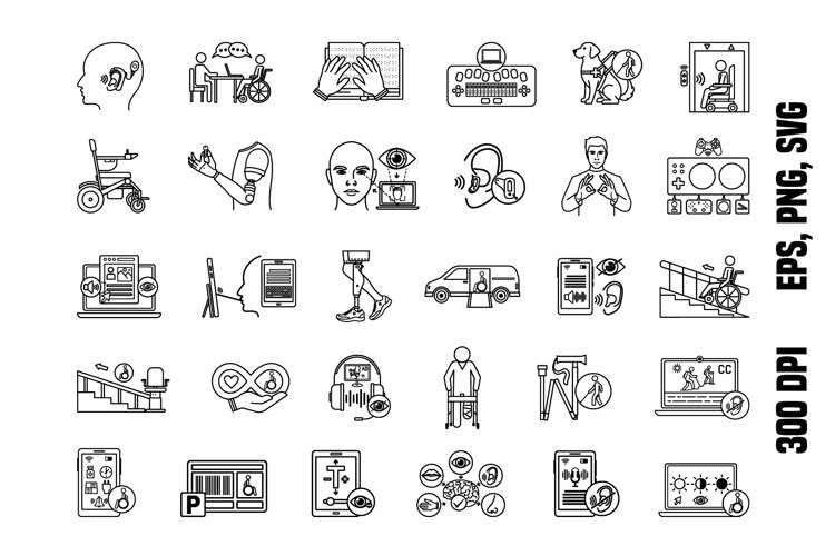 Line Accessibility and Universality Icons example image 1