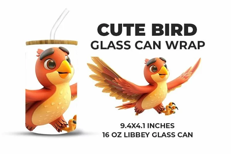 Cute Bird Glass Can Wrap