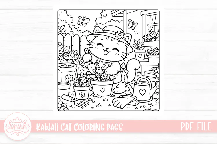 Cute Kawaii Cat Coloring Book