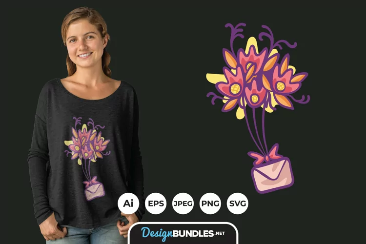 Flying Letter with Flowers SVG