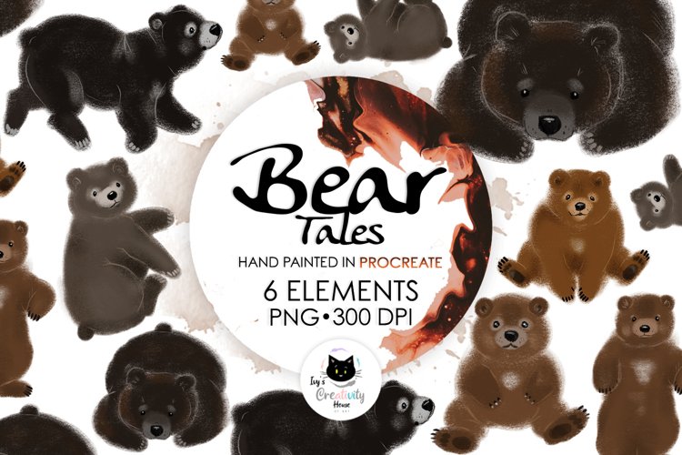 Cute Bear Sublimation PNG Bundle | Nursery Bear Clipart example image 1