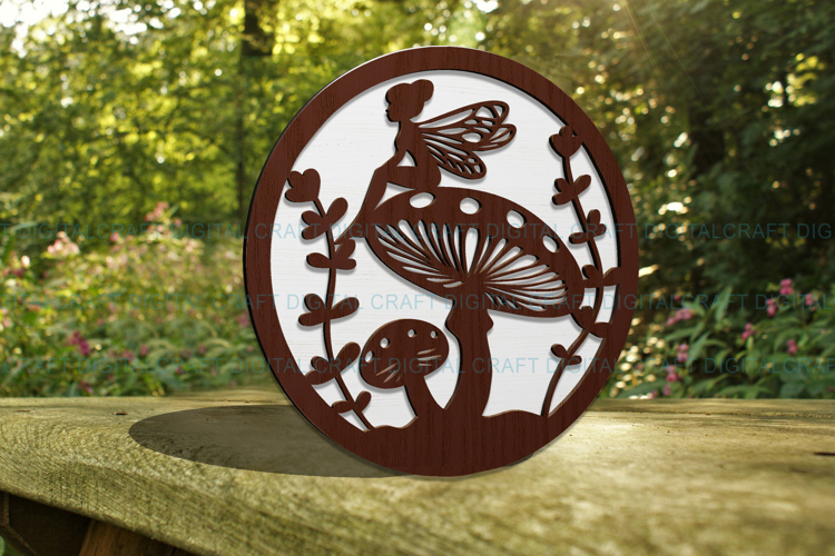 Fairy round Sign SVG Laser Cut Template Wall/Door hanger