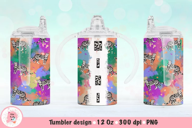 12oz Kids Skinny Tumbler | Leopard Tumbler Wrap