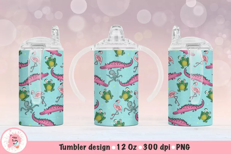 12oz Kids Skinny Tumbler | Sublimation Tumbler Crocodiles