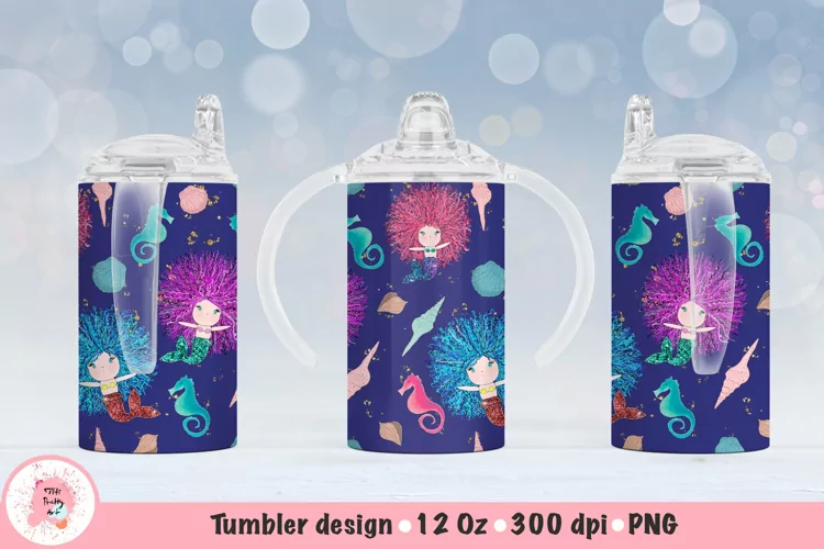 12oz Kids Skinny Tumbler | Mermaid Tumbler Wrap