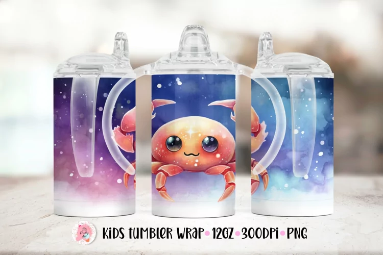 12oz Kids Skinny Tumbler | Cancer Animals Tumbler Wrap