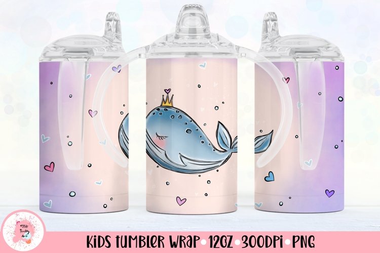 12oz Kids Skinny Tumbler | Whale Tumbler Wrap