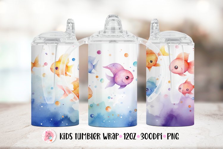12oz Kids Skinny Tumbler | Fish Tumbler Wrap