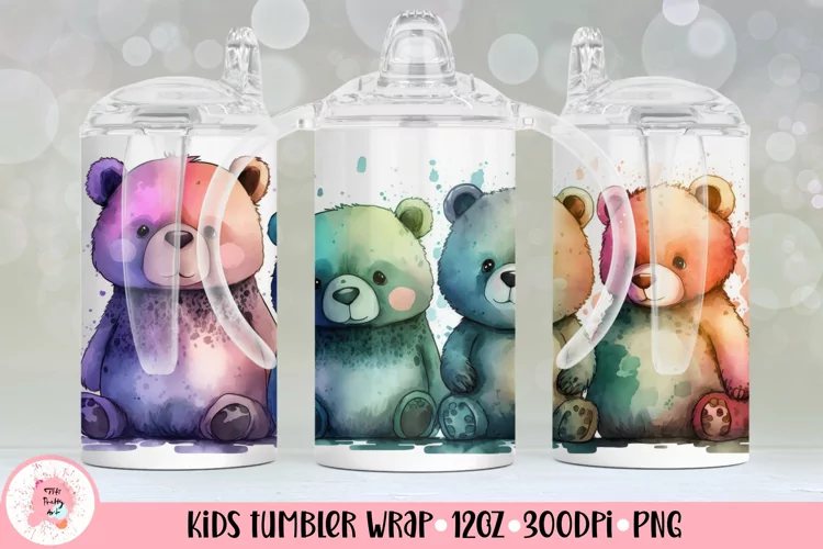 12oz Kids Skinny Tumbler | Bears Tumbler Wrap