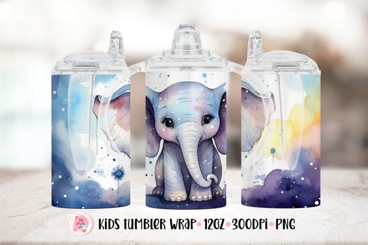 12oz Kids Skinny Tumbler | Elephant Tumbler Wrap