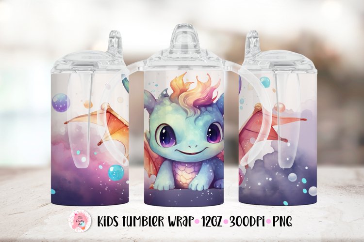 12oz Kids Skinny Tumbler | Dragon Animals Tumbler Wrap