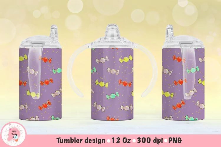 12oz Kids Skinny Tumbler | Sublimation Tumbler Bonbons